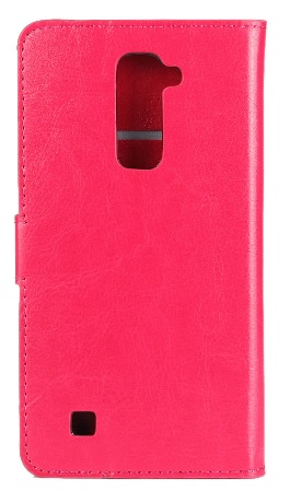 LG K10 K420N  Leather Wallet Stand Case With Silicone Back Cover Magenta OEM