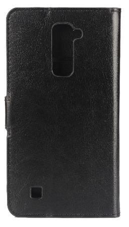 LG K10 K420N  Δερμάτινη Stand Θήκη Πορτοφόλι Με Πίσω Κάλυμμα Σιλικόνης Μαύρο OEM