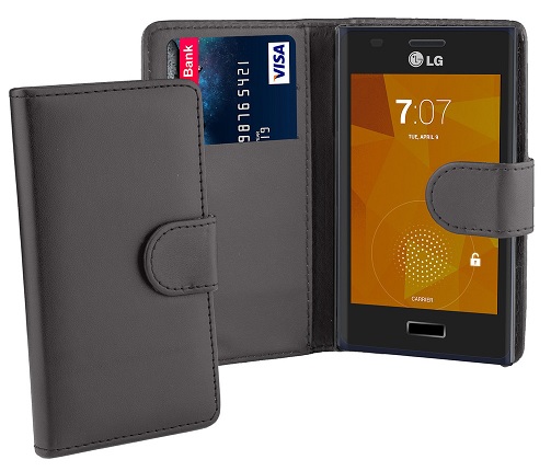 LG L40 D160 - Leather Wallet Case Black (OEM)