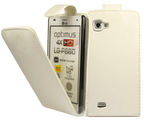LG Optimus 4X HD P880 Flip Leather Case (White) (OEM)