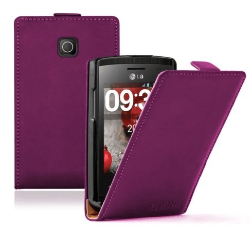 LG Optimus L1 II E410 - Δερμάτινη Θήκη Flip Μώβ (OEM)