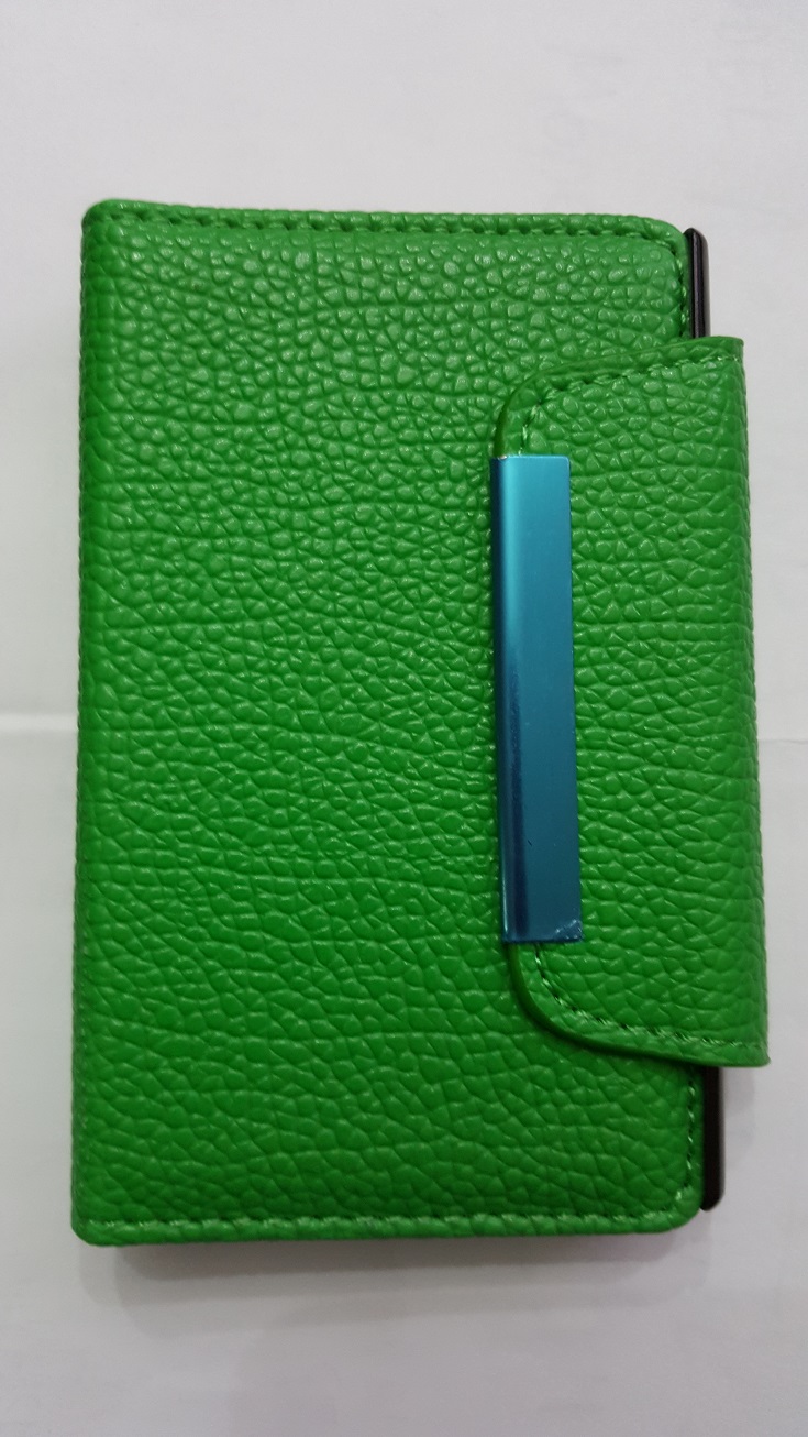 LG OPTIMUS L3 E400 - LEATHER WALLET GREEN CASE  (OEM)