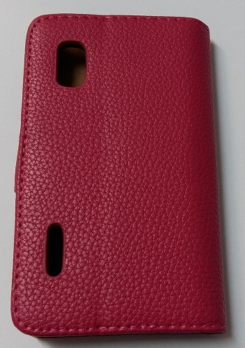 LG Optimus L5 E610 / E612 - Leather Wallet Case Magenta (OEM)
