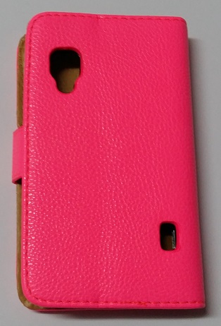 LG Optimus L5 2 E460 Leather Wallet Stand Case (Open) (Magenta) L5ii (OEM)