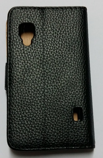 LG Optimus L5 2 E460 Leather Wallet Stand Case L5ii (Black) (OEM)