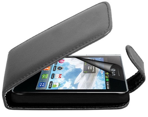 LG Optimus L7 P700 Flip Leather Case (Black)