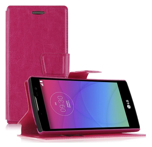 LG Spirit H440N  Leather Wallet Stand Case Magenta OEM