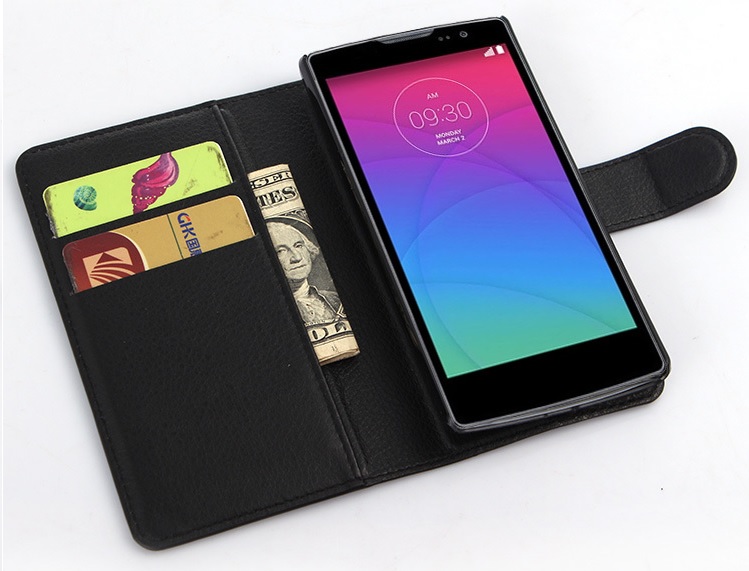 LG Spirit (H440N)  -  Leather Wallet Stand Case Black (OEM)
