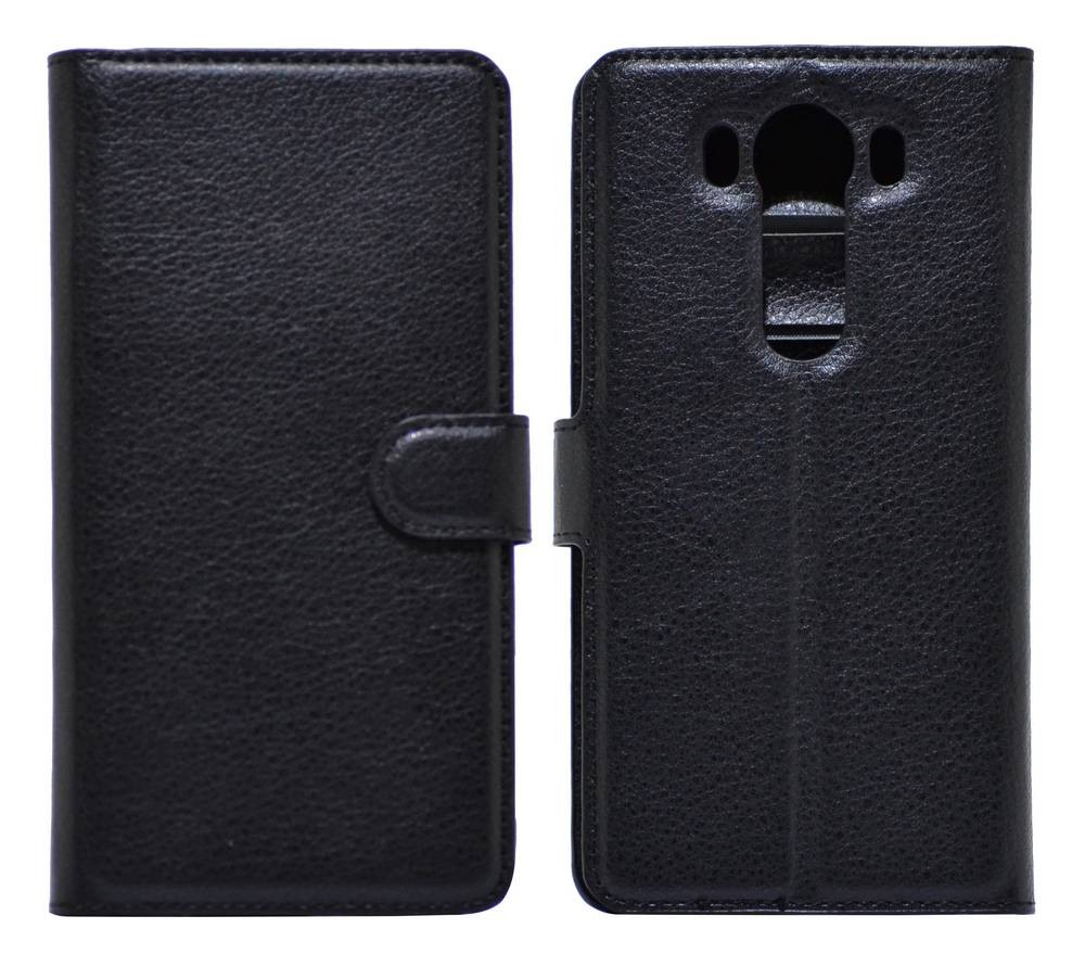 LG V10 H960A - Leather Wallet Case With Magnetic Flip Black (OEM)
