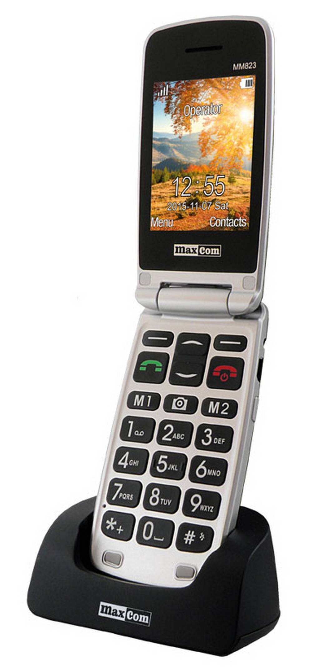 Maxcom MM823 Mobile Phone with Camera, Radio (Handsfree-Free Operation), Emergency Button & Hearing Aid Compatibility - Black