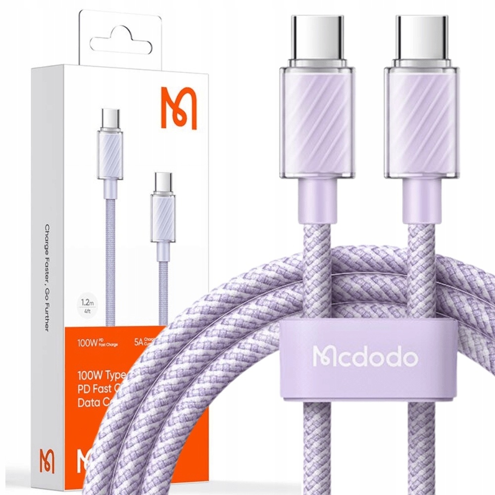 Mcdodo Braided USB 2 Cable USB-C male - USB-C 100W Purple 1m (CA-3672)