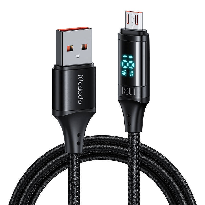 Mcdodo CA-1070 Braided / LED USB 2 to micro USB Cable Black 1.2m