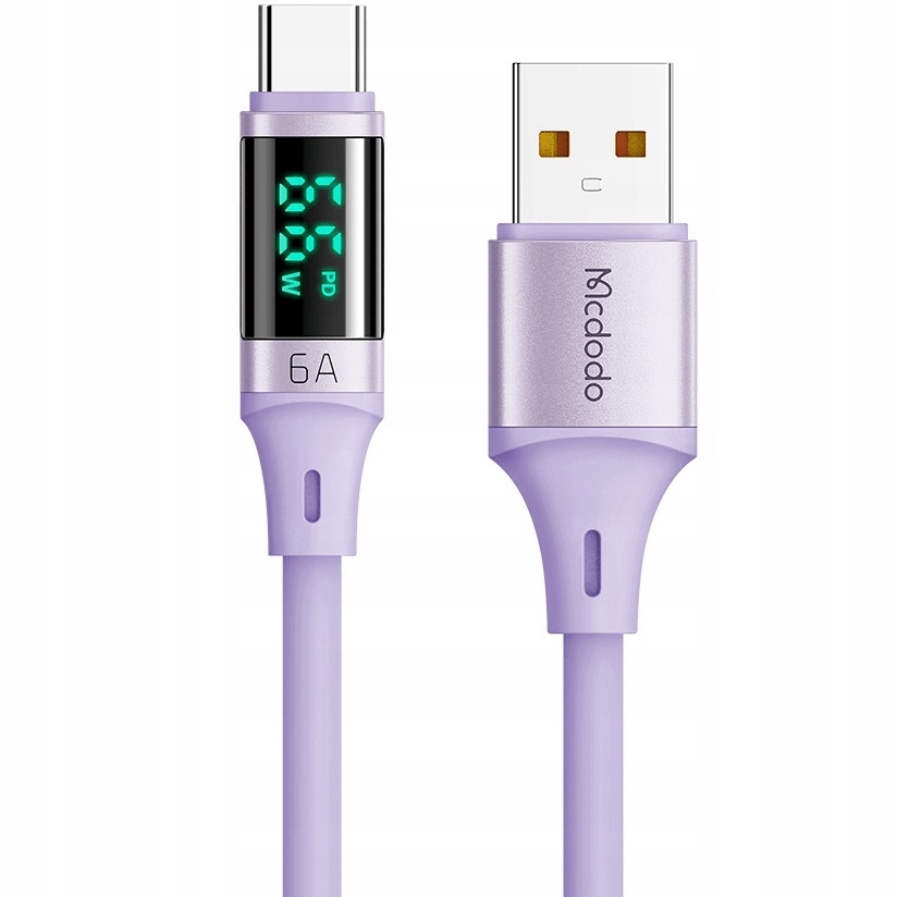 Mcdodo LED / Regular USB 2 Cable USB-C male - USB-A 66W Purple 1m (CA-1920)