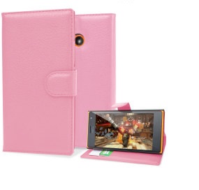 Microsoft Lumia 435 - Leather Wallet Stand  Case Pink (OEM)