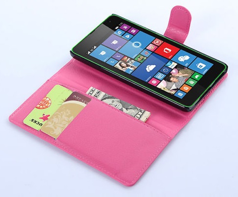 Microsoft Lumia 535 - Δερμάτινη Stand Θήκη Πορτοφόλι Φούξια (OEM)