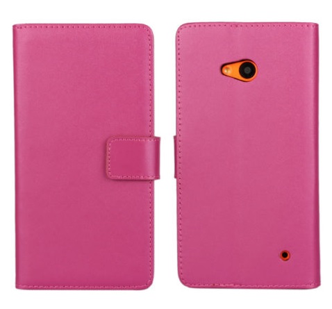 Microsoft Lumia 640 -  Leather Wallet Case Magenta (OEM)