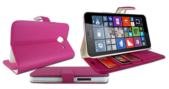 Microsoft Lumia 640 XL - Leather Wallet Stand Case Magenta (OEM)
