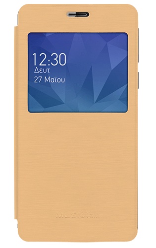 MLS IQTALK Onyx - Δερμάτινη Θήκη με Παραθυράκι champagne
