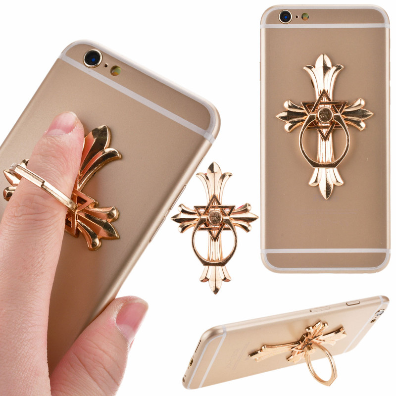 Gold Cross Mobile Phone Ring Holder with Sticker (OEM)