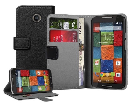 Motorola Moto X (2014) 2nd XT1097 - Δερμάτινη Stand Θήκη Πορτοφόλι Μαύρο (ΟΕΜ)