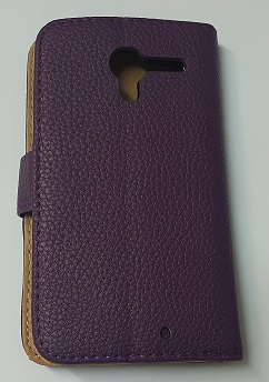 Motorola Moto X XT1052 - Leather Wallet Case Purple (OEM)
