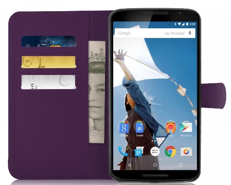 Motorola Nexus 6 - Δερμάτινη Stand Θήκη Πορτοφόλι Μώβ (ΟΕΜ)