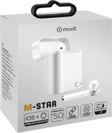 MUVIT M-Star TWS Bluetooth Stereo Handsfree + Charging Box White
