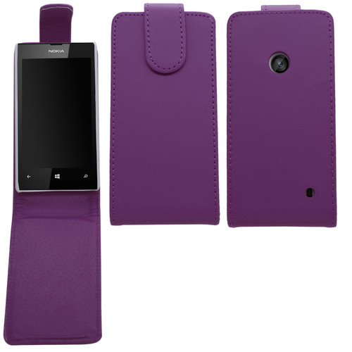 Nokia Lumia 520/525 Δερμάτινη Θήκη Flip Μωβ (OEM)