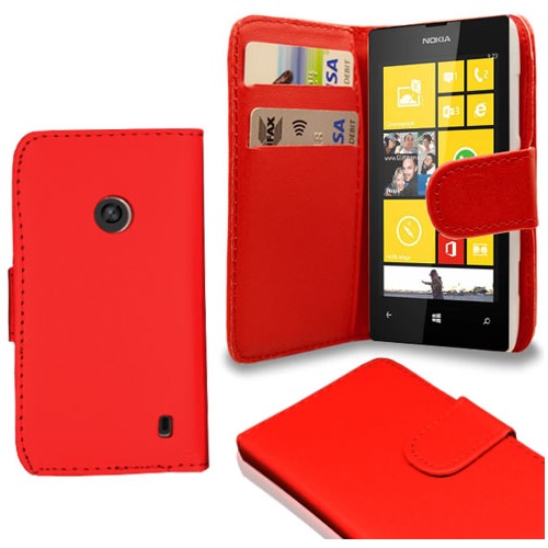 Nokia Lumia 520/525 Leather Wallet Case (Red) (OEM)