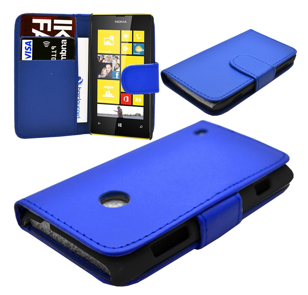 Nokia Lumia 520/525 Leather Wallet Case - Blue (OEM)