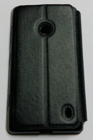 Nokia Lumia 520/525 - Δερμάτινη Θήκη Με Παραθυράκια Και Πίσω Κάλυμμα Θήκη Σιλικόνης Μαύρο (OEM)