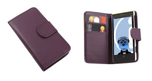 Nokia Lumia 625 Δερμάτινη Θήκη Πορτοφόλι Μώβ (OEM)