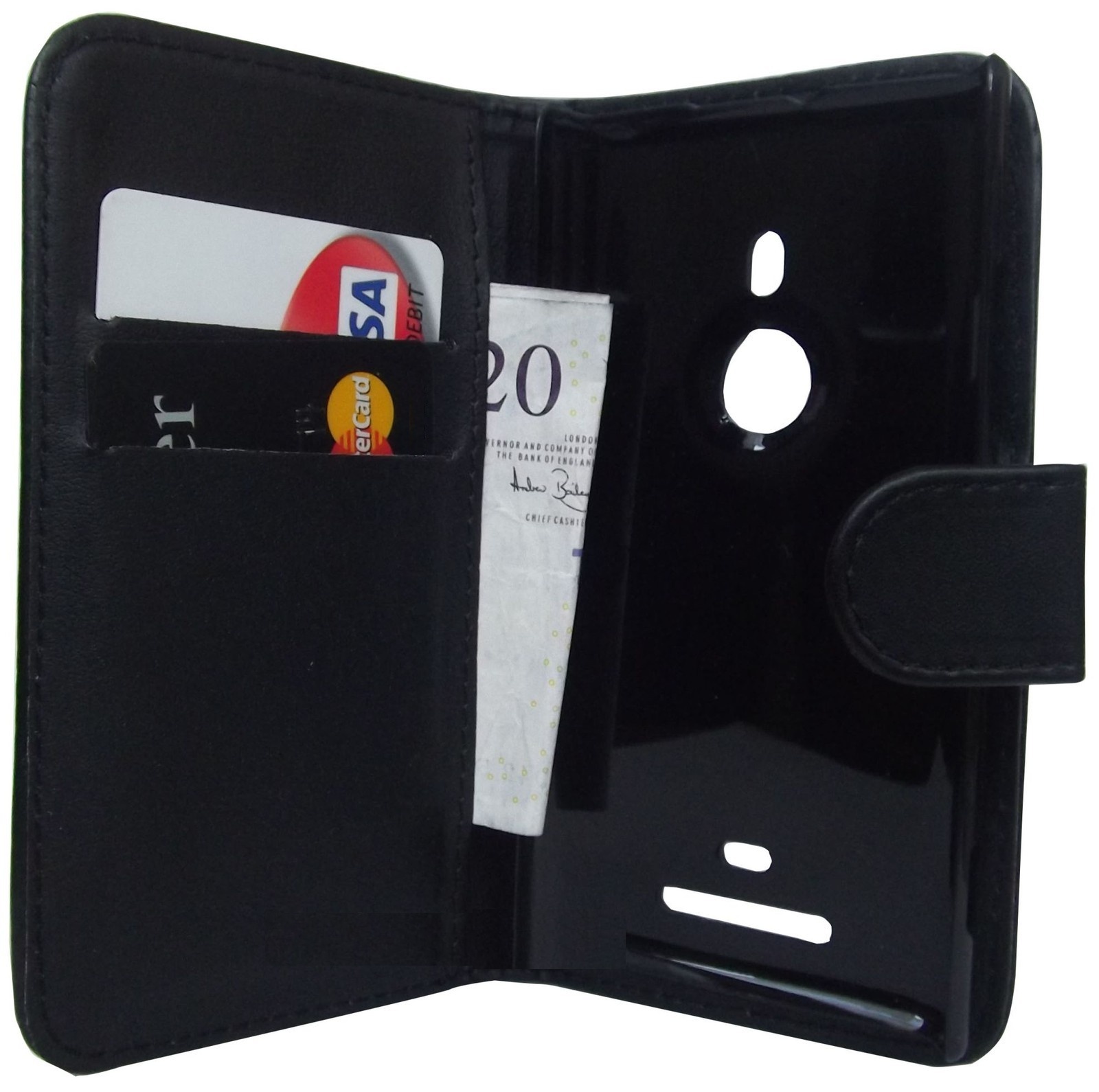 Nokia Lumia 925 Leather Wallet Case (Black) (OEM)