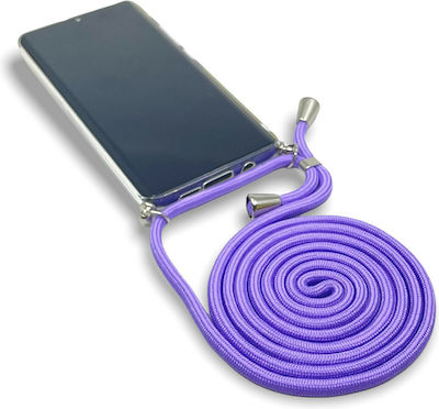 OEM Clear Silicone Crossbody Case with Strap (Purple) for Huawei Mate 20 Lite