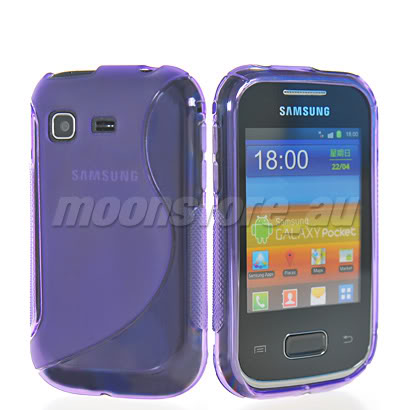 Purple Hybrid Rubber Silicone Skin Back Case For Samsung Galaxy Pocket S5300 / Plus S5301 OEM
