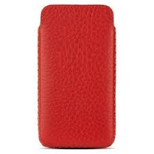 Red Real Cow Skin Pouch Large