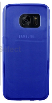 S7 EDGE - TPU Gel Back Case Clear Blue silicone (OEM)