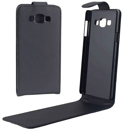 Samsung Galaxy A7 (A700F) - Leather flip Case Black (OEM)