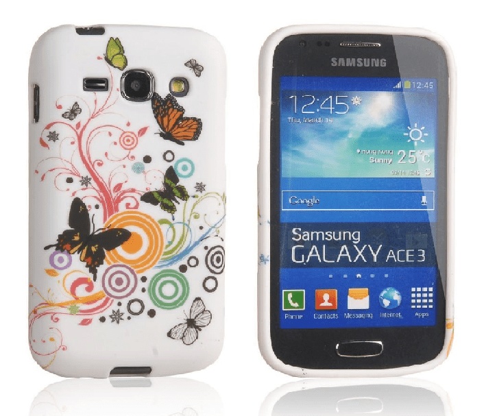Samsung Galaxy Ace 3 S7270 Silicone Case S-Line White With Butterflies SGA3S7270SCSLWWB OEM