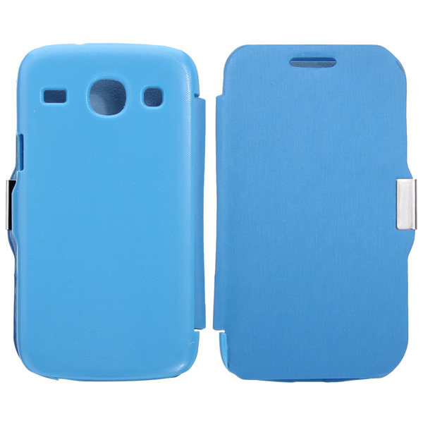 Samsung Galaxy Core i8260 / Core Duos i8262 - Magnetic Stand Leather Case With Hard Back Cover Blue  OEM