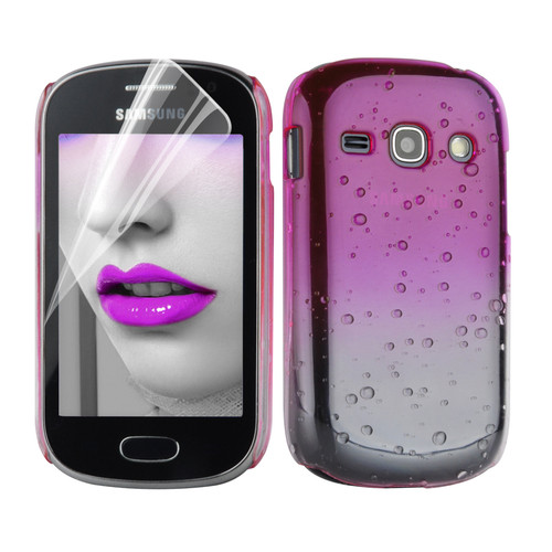 Samsung Galaxy Fame S6810 Rain Drops Hard Back Cover - Magenta (OEM)
