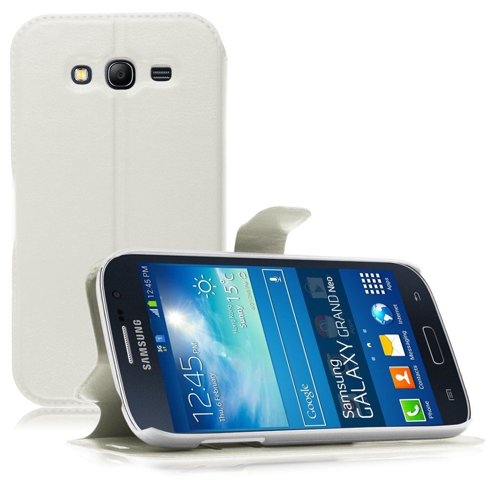Samsung Galaxy Grand Neo i9060 - Leather Wallet Case With Stand White (OEM)
