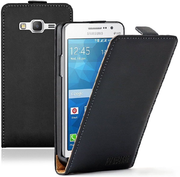 Samsung Galaxy Grand Prime SM-G530F - Leather Flip Case Cover Black (OEM)