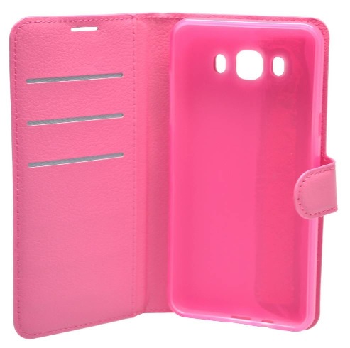 Samsung Galaxy J7 (J710F) 2016 - Leather Wallet Case With Back Cover Silicone Magenta (Ancus)