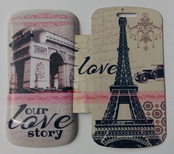 Samsung Galaxy Mini 2 S6500 - Flip Case With Back Battery Cover Eiffel Tower (OEM)