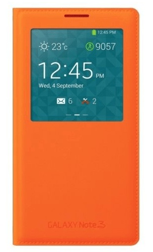 Orange Samsung Galaxy Note 3 N9005 Flip Leather Case with Battery Back Cover (OEM)