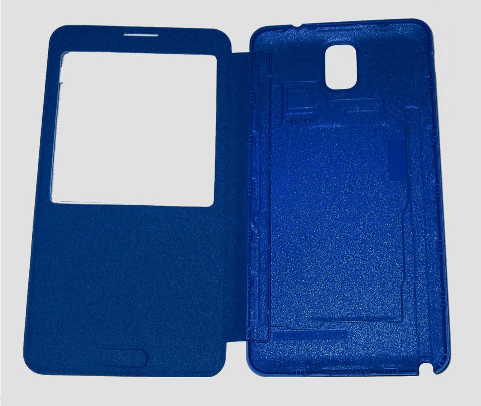 Samsung Galaxy Note 3 N9005 S-View Flip Case with Battery Back Cover - Dark Blue Battery Cover (SGN3SVFLCBBCDB) (OEM)