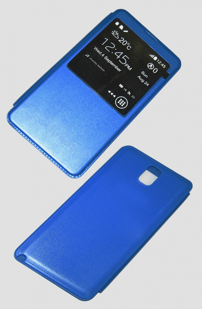 Samsung Galaxy Note 3 N9005 S-View Flip Case with Battery Back Cover - Dark Blue Battery Cover (SGN3SVFLCBBCDB) (OEM)