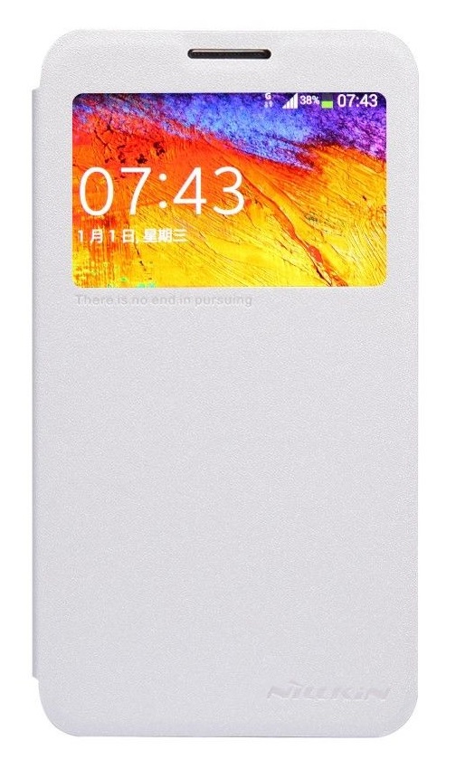 Samsung Galaxy Note 3 Neo N7505 - Nillkin Sparkle Book S-View Case with Back Cover (White) (Nillkin)