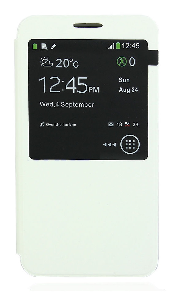 Samsung Galaxy Note 3 Neo N7505 Stand Case with Window & Battery Back Cover - White Battery Cover (OEM)